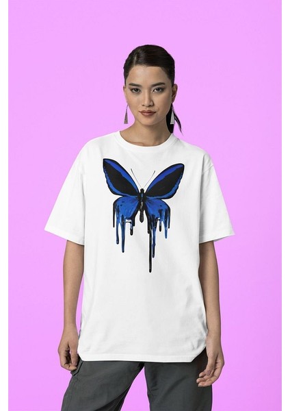 Kelebek Temalı Oversize Tişört