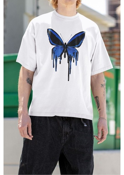 Kelebek Temalı Oversize Tişört