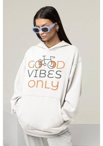 Good Vibes Only Yazılı Unisex Oversize Hoodie