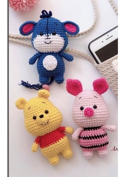 3'lü Örgü Oyuncaklar (Winniethepooh+ Piglet+ Eeyore)