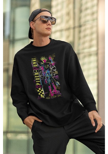 Spider-Punk Baskılı Unisex Oversize Örümcek Adam Sweatshirt fiyatları