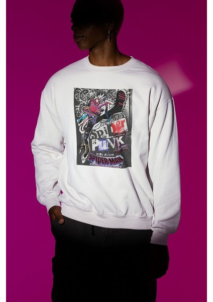 Spider Punk Baskılı Unisex Oversize Örümcek Adam Sweatshirt
