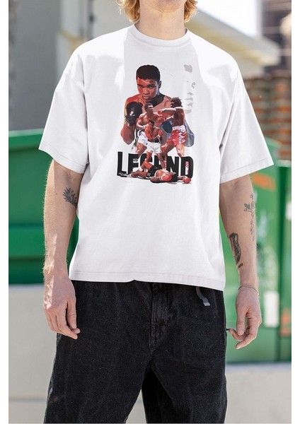 Legend Muhammed Ali Clay Baskılı Tasarım Tişört, Oversize Efsane Boksör Tişört