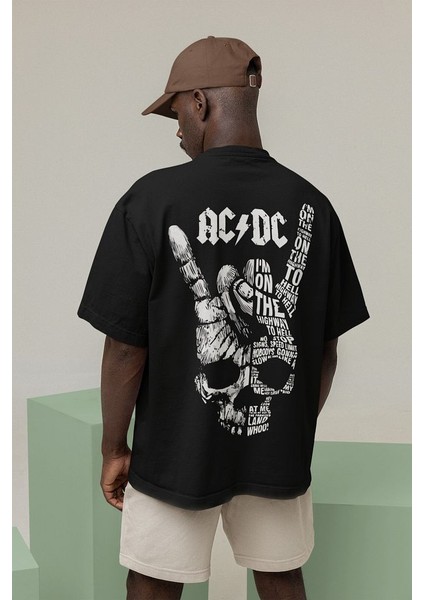 Ac Dc Rock Grubu Baskılı Tişört, Oversize Metal Müzik Grubu Tişört