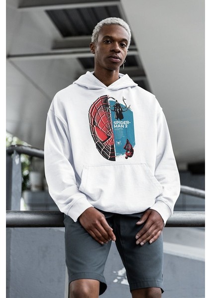 Spider-Man Baskılı Unisex Oversize Örümcek Adam Hoodie