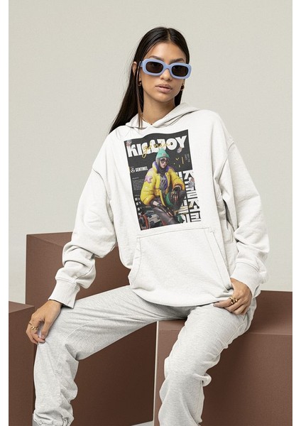 Sentinel Kiilljoy Baskılı Unisex Oversize Vallorant Hoodie modelleri