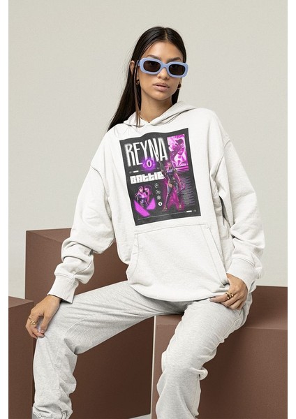Reyna Battle Yazılı Unisex Oversize Vallorant Hoodie modelleri