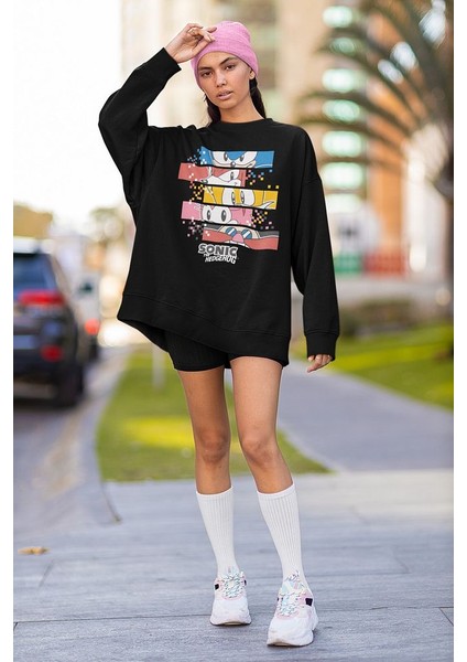 Sonic The Hedgehog Baskılı Unisex Oversize Çizgi Film Sweatshirt fiyatları