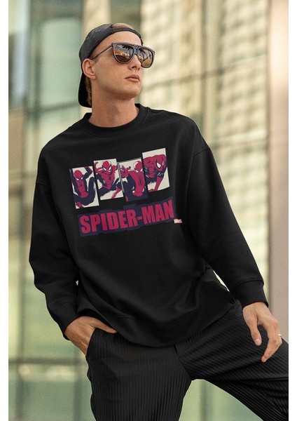 Tasarım Spider-Man Baskılı Unisex Oversize Örümcek Adam Sweatshirt