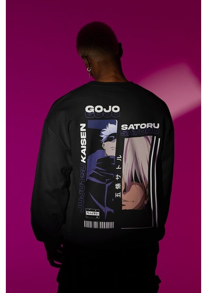 Gojo Satoru Jujutsu Kaisen Baskılı Unisex Oversize Anime Karakter Sweatshirt