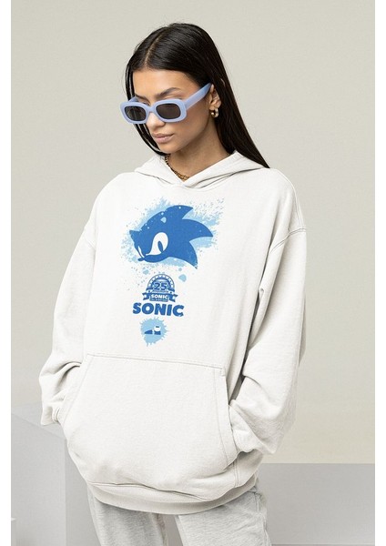 Tasarım Sonic Baskılı Unisex Oversize Çizgi Film Hoodie fiyatları