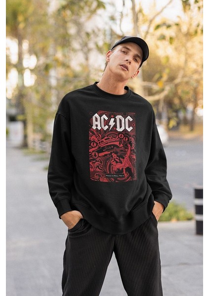 Ac Dc Rock Metal Baskılı Unisex Oversize Müzik Grubu Sweatshirt
