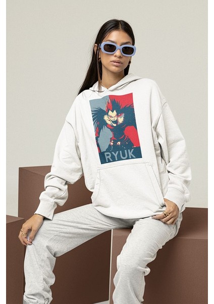Ryuk Anime Karakter Baskılı Unisex Oversize Hoodie modelleri
