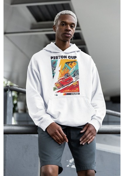 Piston Cup Cars 95 Baskılı Unisex Oversize Arabalar Çizgi Film Hoodie