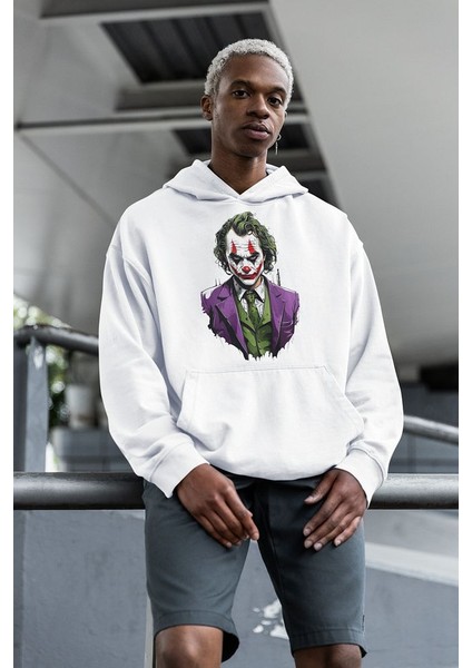 Joker Baskılı Unisex Oversize Dc Karakter Hoodie