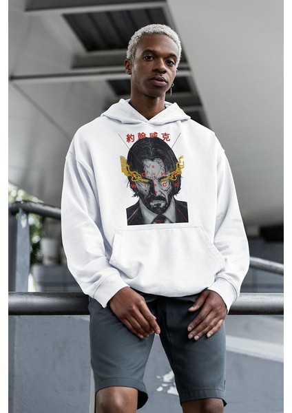 Tasarım John Wick Baskılı Unisex Oversize Hoodie