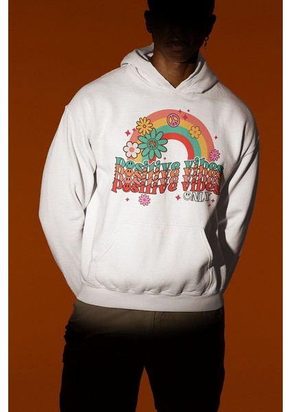 Positive Vibes Only Yazılı Unisex Oversize Hoodie