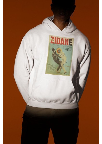 Futbolcu Vintage Zidane Baskılı Unisex Oversize Hoodie