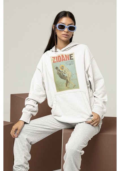 Futbolcu Vintage Zidane Baskılı Unisex Oversize Hoodie modelleri