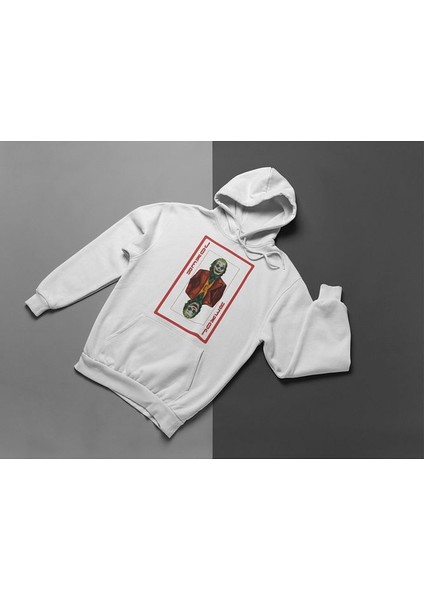 Joker Tasarım Kart Baskılı Unisex Oversize Hoodie