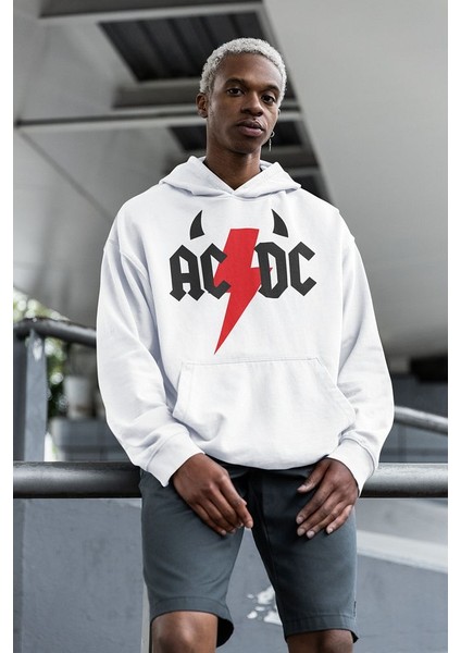 Ac Dc Yazılı Unisex Oversize Müzik Grubu Hoodie