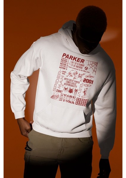 Parker Spider-Man Baskılı Unisex Oversize Örümcek Adam Hoodie