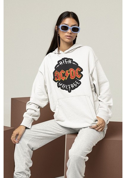 High Ac Dc Voltage Logo Baskılı Unisex Oversize Rock Metal Hoodie fiyatları