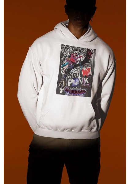 Spider-Punk Baskılı Unisex Oversize Örümcek Adam Hoodie