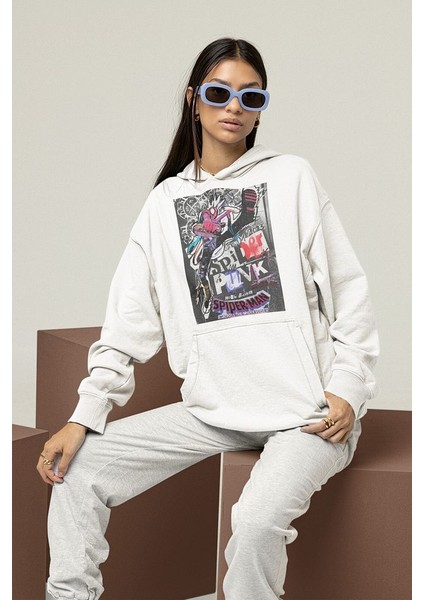 Spider-Punk Baskılı Unisex Oversize Örümcek Adam Hoodie fiyatları