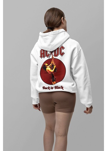 Ac Dc Back In Black Müzik Grubu Baskılı Unisex Oversize Tasarım Hoodie modelleri