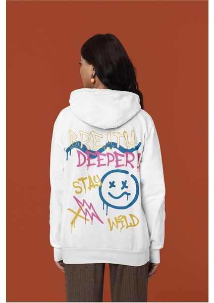 Breath Deeper ! Yazılı Unisex Oversize Tasarım Hoodie modelleri