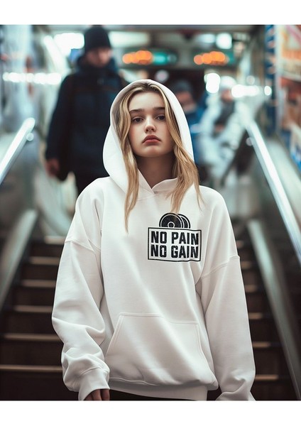 No Pain No Gain Baskılı Unisex Oversize Fitness Gym Hoodie fiyatları