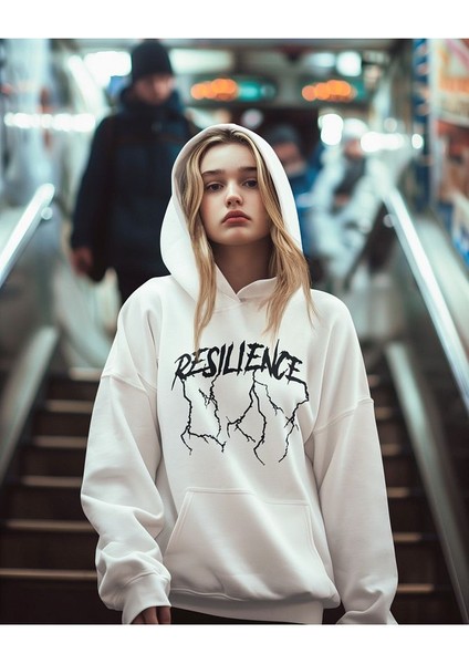 Resilience Baskılı Unisex Oversize Tasarım Hoodie fiyatları