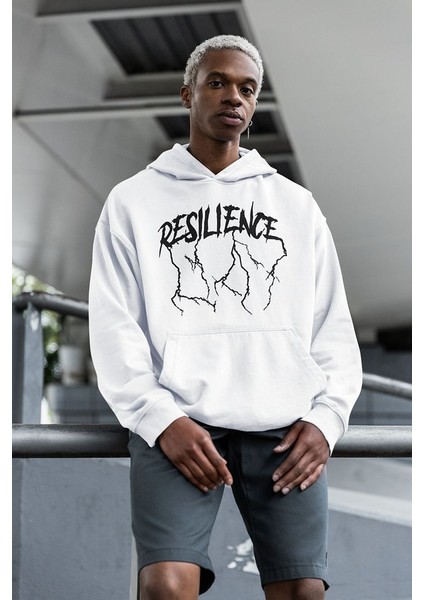 Resilience Baskılı Unisex Oversize Tasarım Hoodie fırsatları