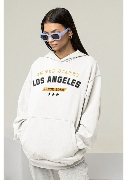 United States Los Angeles 1986 Yazılı Unisex Oversize Hoodie