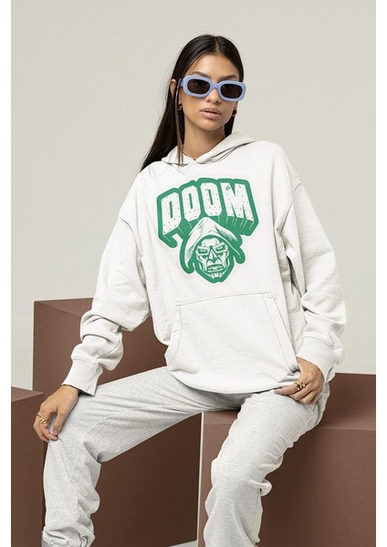 Doctor Doom Marvel Karakter Baskılı Unisex Oversize Hoodie modelleri