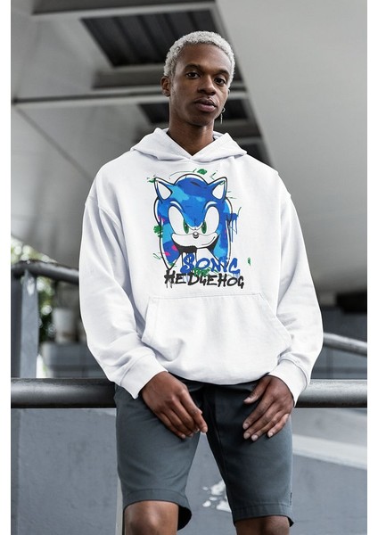 Sonic The Hedgehog Baskılı Unisex Oversize Çizgi Film Hoodie