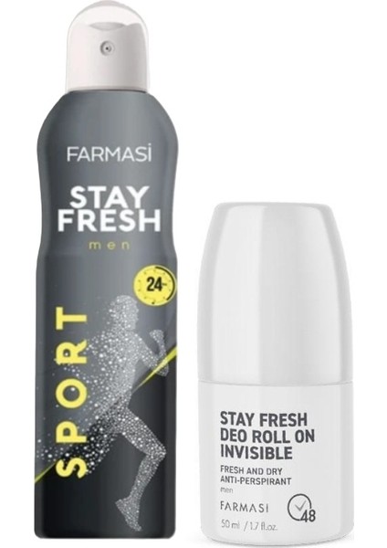 Stay Fresh Sport Erkek Deodorant 150 ml + Invisible Anti-Perspirant Erkek Deo Roll On 50 ml