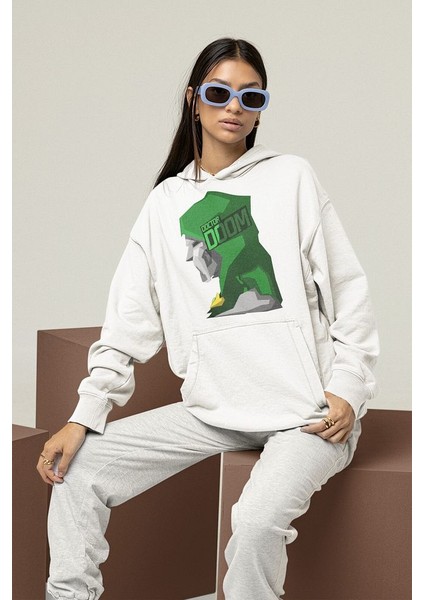 Marvel Doctor Doom Baskılı Unisex Oversize Hoodie modelleri