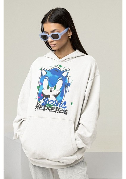 Sonic The Hedgehog Baskılı Unisex Oversize Çizgi Film Hoodie fiyatları
