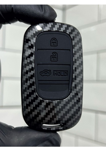 Yeni Honda Civic Crv Hrv Accord Smart Karbon Anahtar Kılıfı Siyah