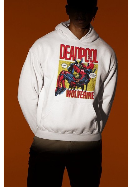 Deadpool x Wolverine Baskılı Unisex Oversize Marvel Karakter Hoodie