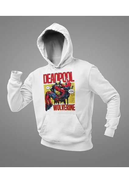 Deadpool x Wolverine Baskılı Unisex Oversize Marvel Karakter Hoodie