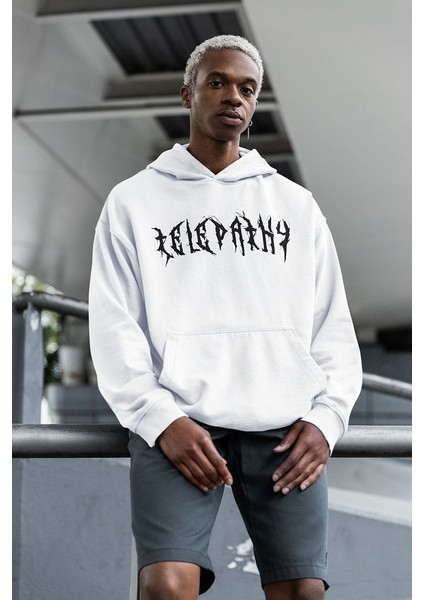 Telepathy Baskılı Unisex Oversize Tasarım Hoodie fırsatları