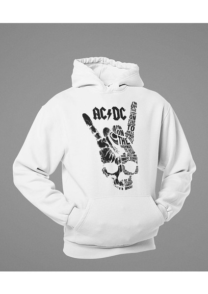 Ac Dc Tasarım Baskılı Unisex Oversize Rock In Roll Hoodie
