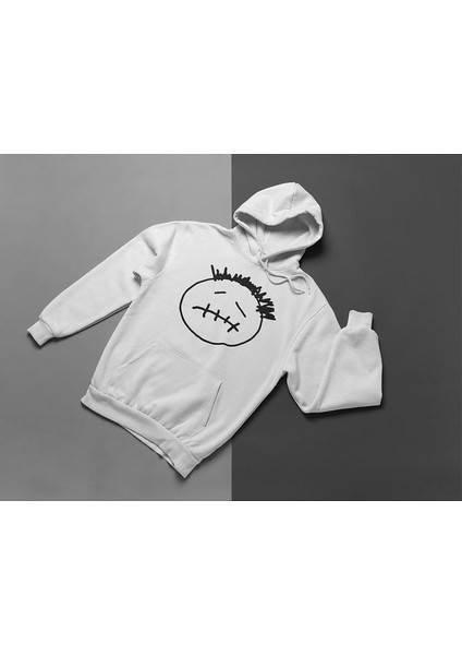 Çizgi Surat Baskılı Unisex Oversize Travis Scott Hoodie