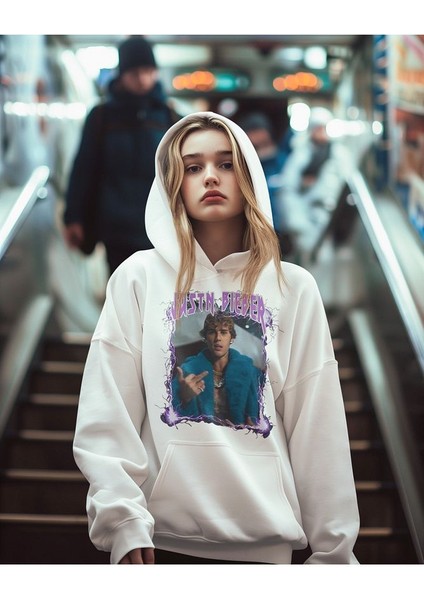 Şarkıcı Justin Bieber Baskılı Unisex Oversize Hoodie