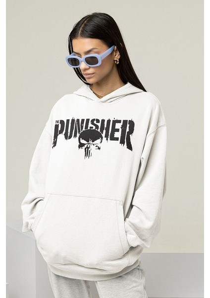 Punisher Baskılı Unisex Oversize Hoodie fiyatları