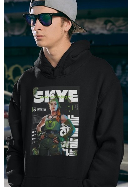 Oyun Karakteri Baskılı Unisex Hoodie, Oversize Skye Sweatshirt