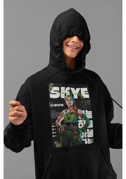 Oyun Karakteri Baskılı Unisex Hoodie, Oversize Skye Sweatshirt fiyatları